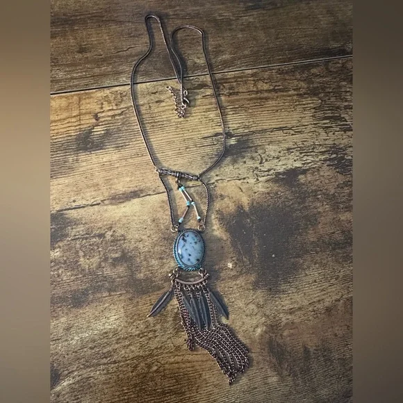 Bohemian Copper and Turquoise Necklace - Picture 2 of 3